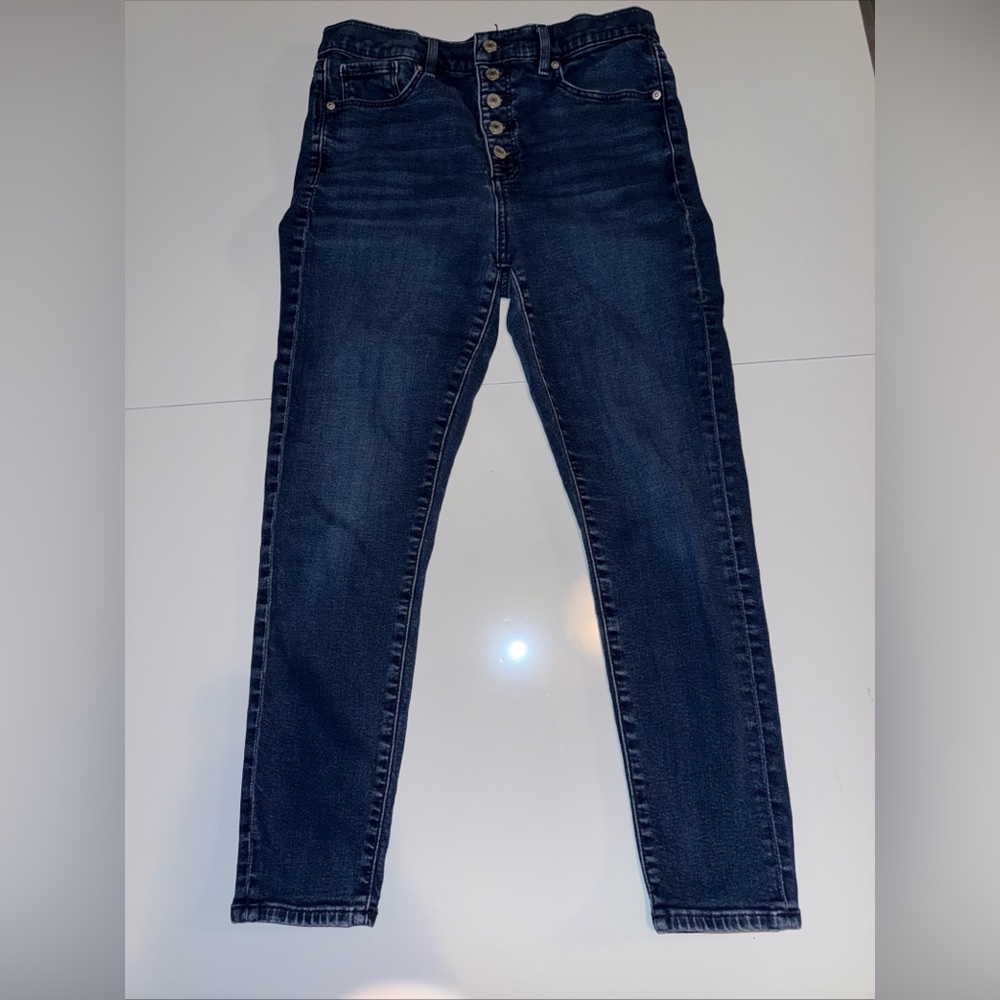 LOFT Women's Modern Skinny Jeans 30/10 Blue Dark Wash Denim Button Fly - Picture 1 of 11